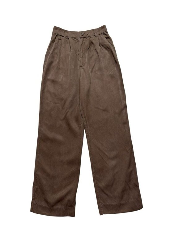 Reformation Pants - Reformation Brown Tencel High Rise Pleated Pants Size 0 Wide Leg